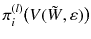 $$\pi ^{(l)}_i\big (V(\tilde{W},\varepsilon )\big )$$