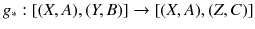 $$g_*: [(X, A),(Y, B)] \rightarrow [(X, A),(Z, C)]$$