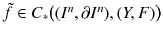 $$\tilde{f} \in C_*\big ((I^n,\partial I^n),(Y, F)\big )$$