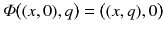 $$\varPhi \big ((x, 0), q\big ) = \big ((x, q), 0\big )$$