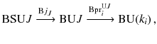 $$ \mathrm B{\mathrm{SU}J}\xrightarrow {\mathrm B j_J} \mathrm B\mathrm U J\xrightarrow {\mathrm B{{\mathrm{pr}}}^{\mathrm U J}_{i}} \mathrm B\mathrm{U}(k_i)\,, $$