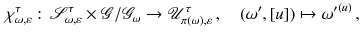 $$\begin{aligned} \chi ^\tau _{\omega ,\varepsilon } : \, {\mathscr {S}}^\tau _{\omega ,\varepsilon } \times {\mathscr {G}}/{\mathscr {G}}_{\omega } \rightarrow {\mathscr {U}}^\tau _{\pi (\omega ),\varepsilon } \,, \quad (\omega ',[u])\mapsto {\omega '}^{(u)}\,, \end{aligned}$$