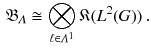 $$\begin{aligned} {\mathfrak B}_{\varLambda } \cong \bigotimes _{\ell \in \varLambda ^1} {\mathfrak K} ( L^2(G)) \, . \end{aligned}$$