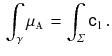 $$\begin{aligned} \int _\gamma \mu _{\mathbbm {A}} = \int _\varSigma {{\mathsf {c}}}_1 \, . \end{aligned}$$