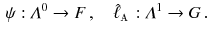 $$\begin{aligned} \psi : \varLambda ^0 \rightarrow F \, , \quad \hat{\ell }_{\mathbbm {A}}: \varLambda ^1 \rightarrow G \,. \end{aligned}$$