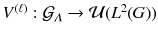 $$V^{(\ell )} : \mathcal{G}_\varLambda \rightarrow \mathcal{U}( L^2(G))$$