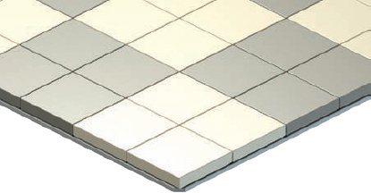 Four 2×2 tiles create each colored square on the game board.