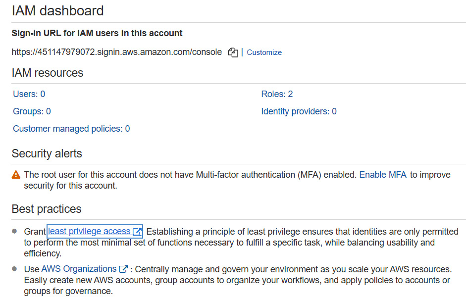 Figure 4.2 – IAM dashboard
