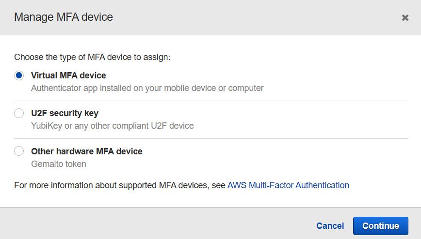 Figure 4.4 – Setting up a virtual MFA device
