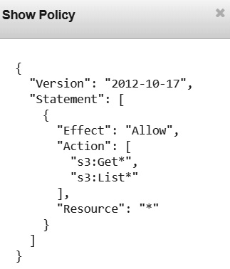 Figure 4.7 – AWS managed policy: AmazonS3ReadOnlyAccess
