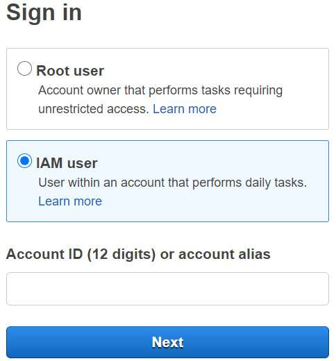 Figure 4.11 – AWS signing page
