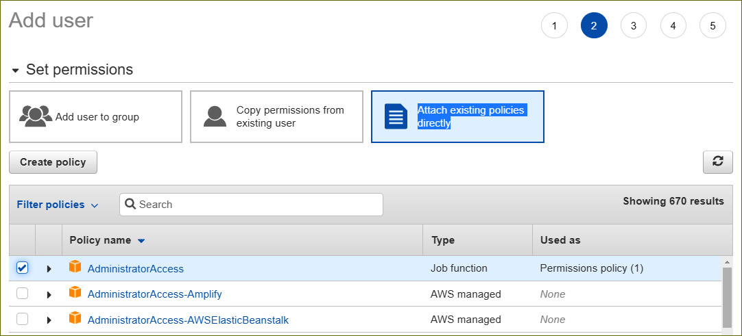 Figure 4.17 – IAM user (Alice) with administrator access permissions
