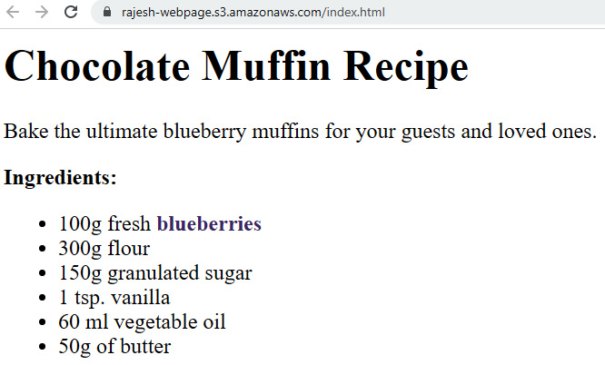 Figure 5.15 – Your index.html page showcasing the recipe
