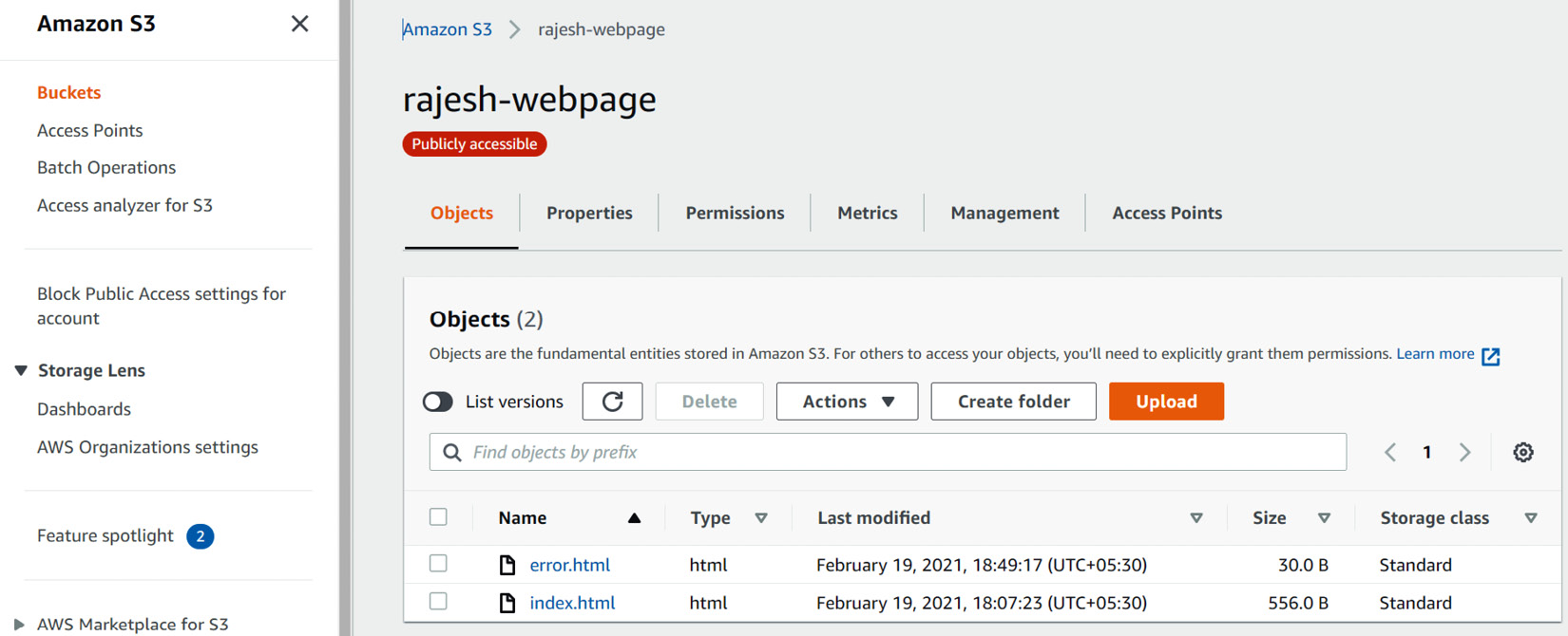 Figure 5.20 – List of updated objects in your bucket
