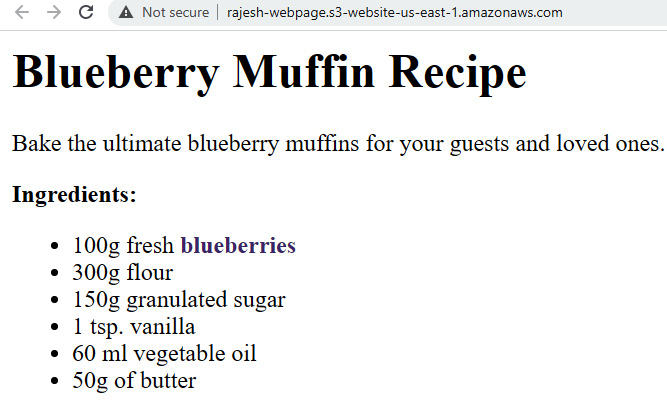 Figure 5.23 – Previous recipe page with the correct heading (Blueberry)
