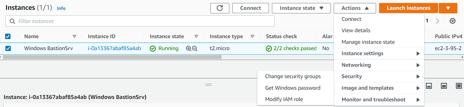 Figure 7.25 – The Get Windows password option for your EC2 instance
