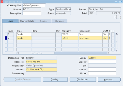 Core requisitions