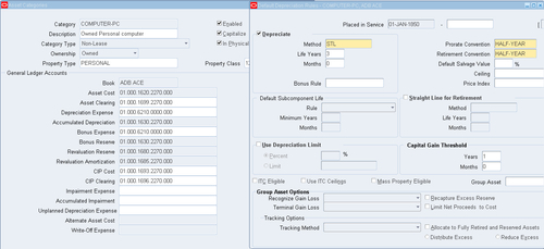 Asset categories