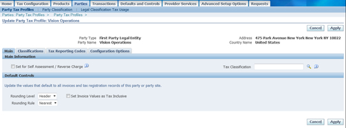 Tax profiles