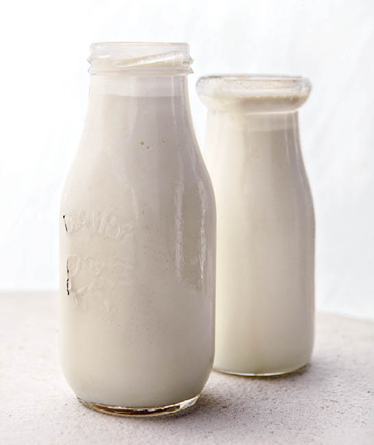 Glass bottles of milk