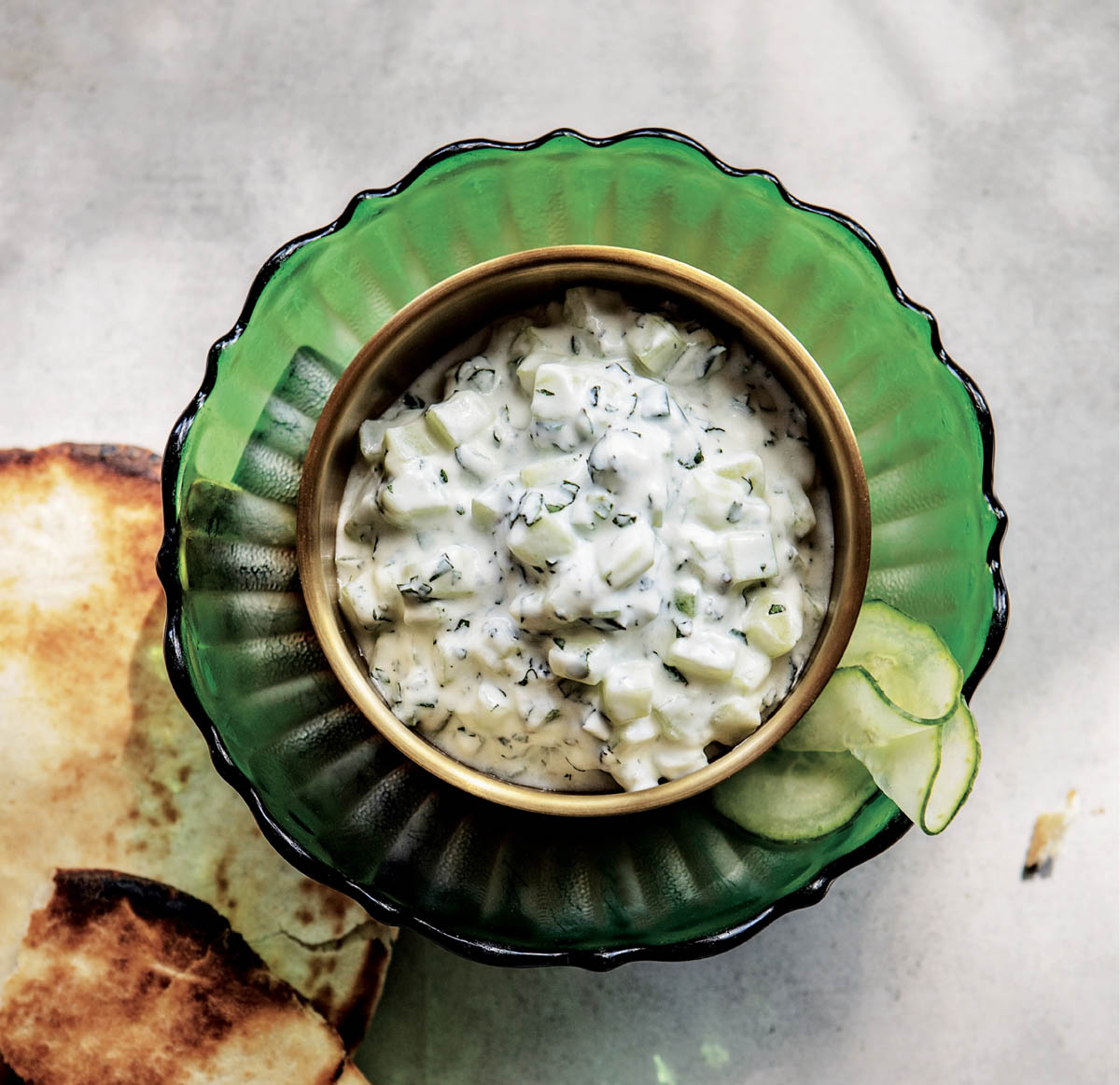 A dish of classic Indian cucumber raita