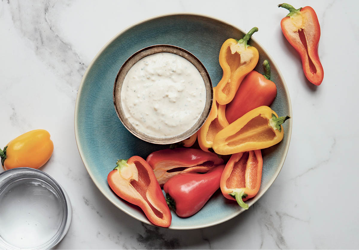 A dish of french onion yogurt dip