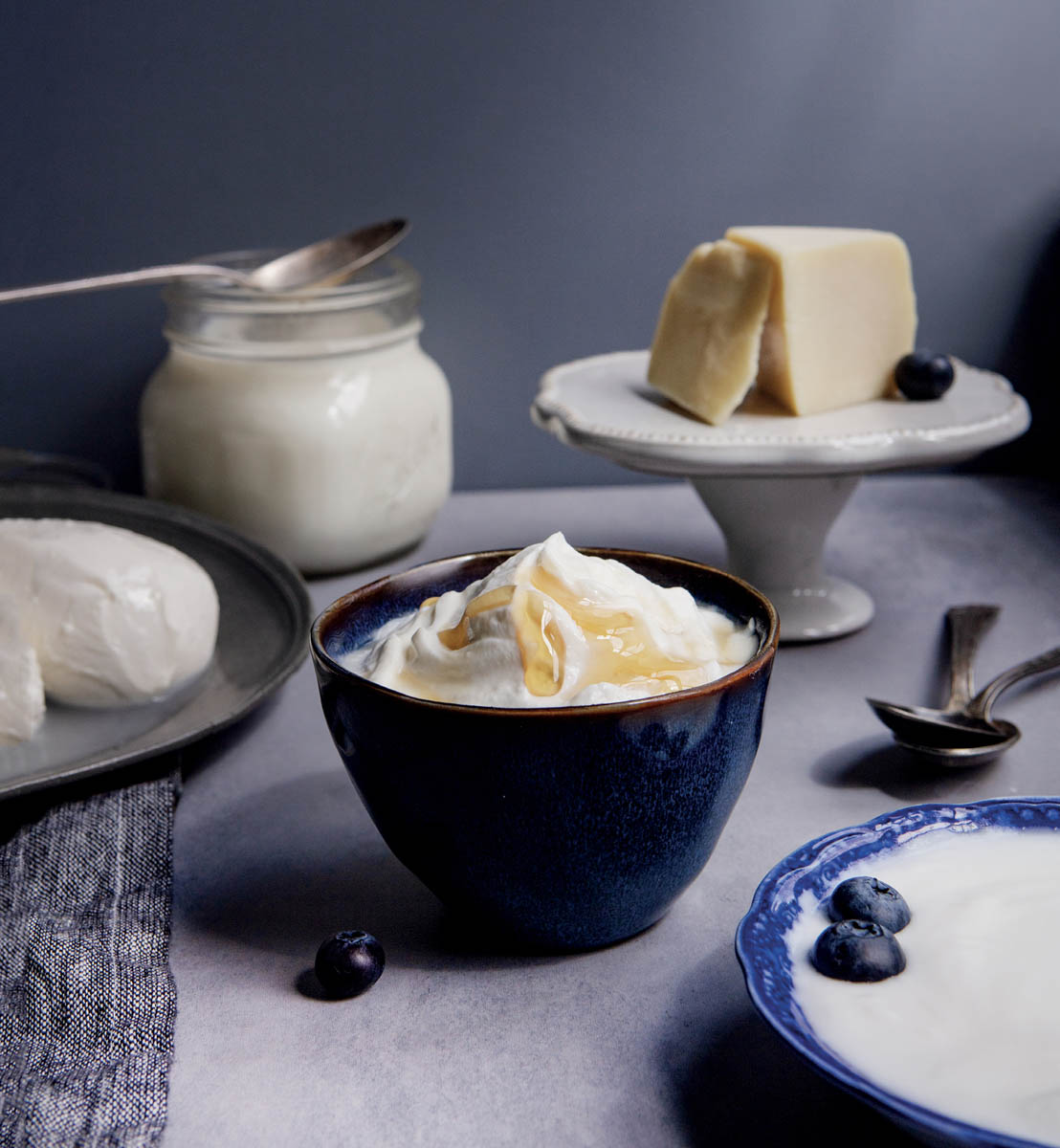 A spread of homemade dairy products