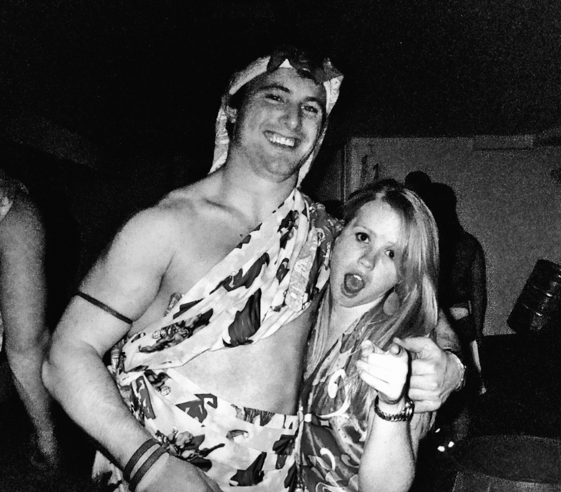 Dave and Marya (called “Mar Mar” by Dave) at a college toga party. Marya introduced Alli to Dave and was ever-present throughout much of their courtship.