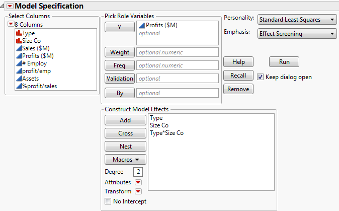 Completed Fit Model Window