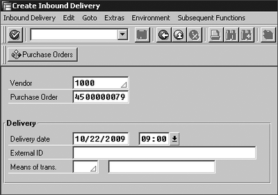 Figure 2.3 Manually Creating an Inbound Delivery