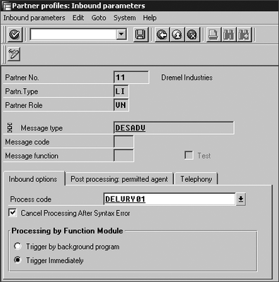 Figure 2.8 Configuration for Partner Profile