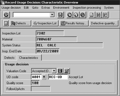 Figure 3.22 Usage Decision for an Inspection Lot