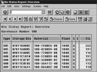 Figure 3.25 Results Screen for Bin Status Report