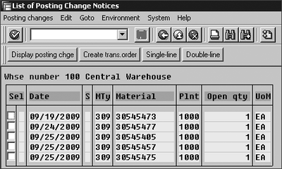 Figure 4.23 List of Posting Change Notices