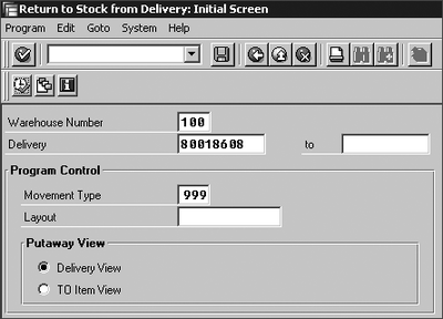 Figure 6.23 Return Transfer for Outbound Delivery