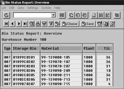 Figure 12.14 Bin Status Report