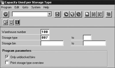 Figure 12.16 Selection Screen for Capacity Load Utilization Report