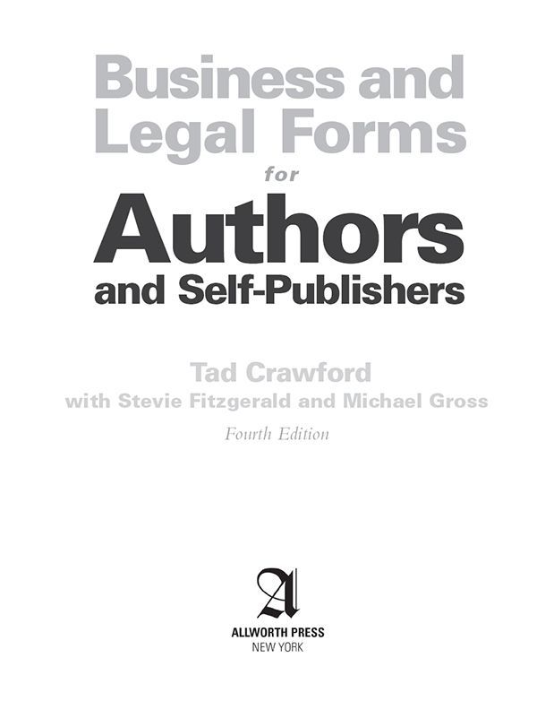 Title Page of Business and Legal Forms for Authors and Self-Publishers