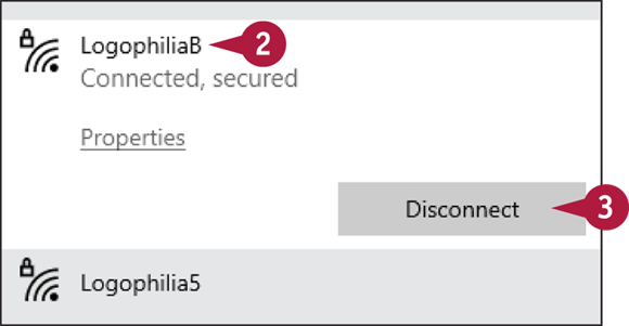 Snapshot of Windows disconnecting from the wireless network.