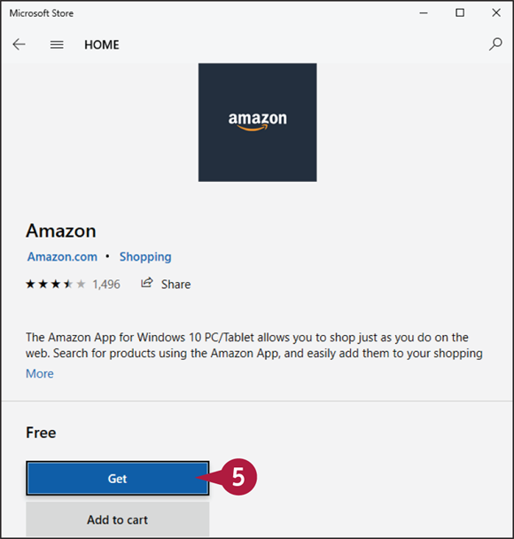 Snapshot of installing the Amazon free app.