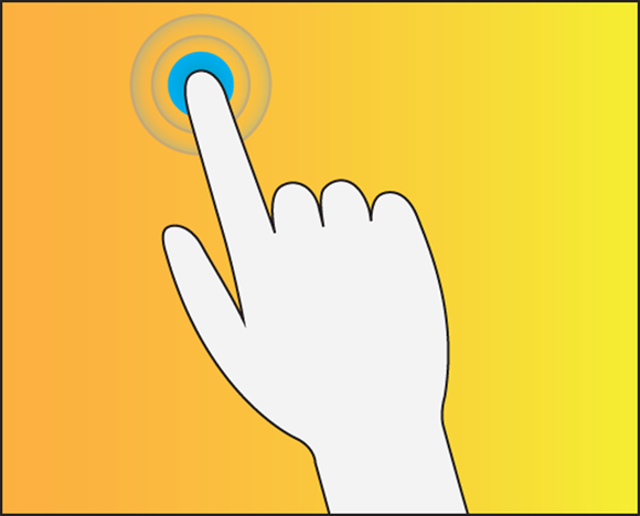 Schematic illustration of a hand gesture to explain clicking by touching the screen.