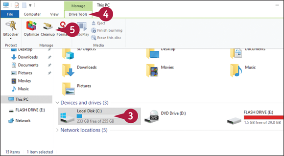 Snapshot of choosing hard drive to be cleaned from the this PC screen.