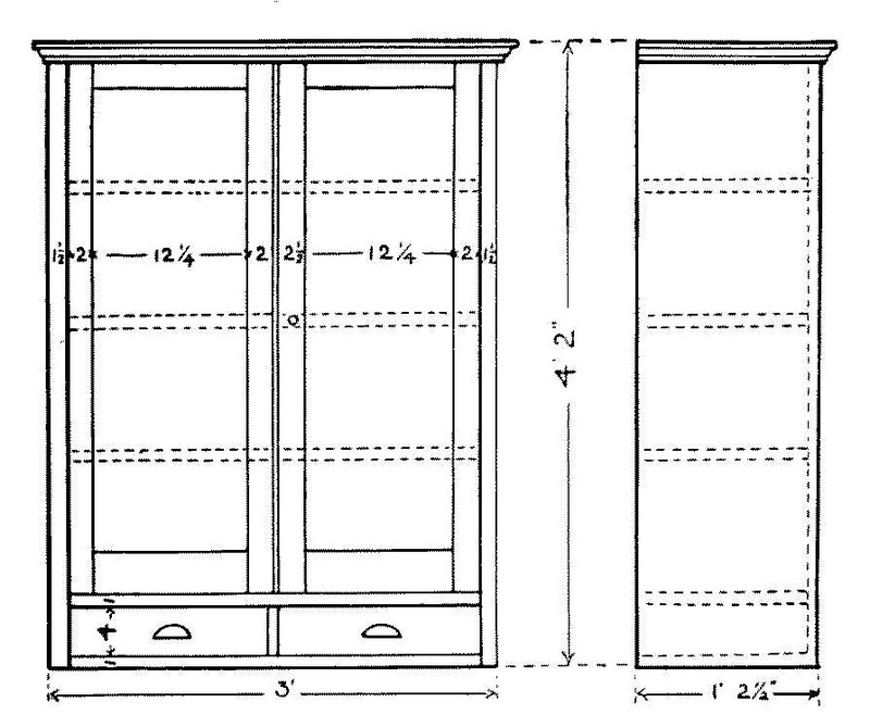 Working drawings of cupboard