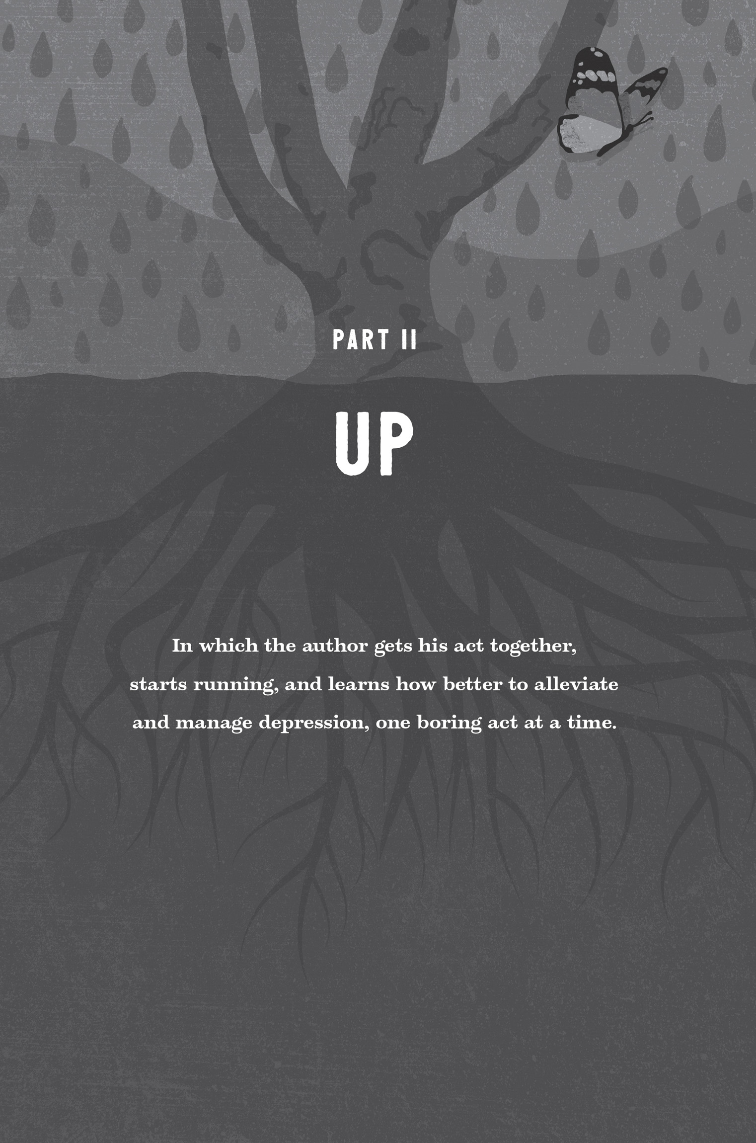 Part II: Up. In which the author gets his act together, starts running, and learns how better to alleviate and manage depression, one boring act at a time.