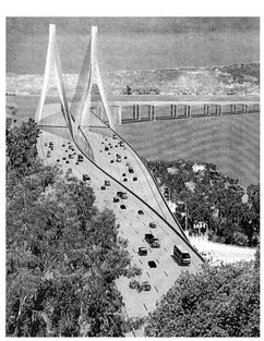 Figure 5.3. Two-tower cable stay proposal, URS Greiner with Imbsen Associates and LoBuono, Armstrong and Associates.