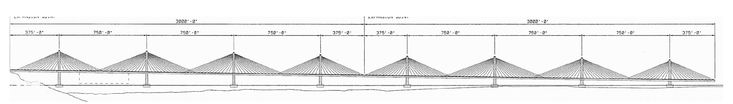 Figure 5.4. Multiple tower cable-stay proposal, Parsons Brinckerhoff/HNTB Corporation Joint Venture.