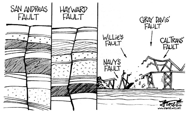 Figure 7.9. Plenty of blame to go around (Mark Fiore in the San Francisco Examiner, 2000).