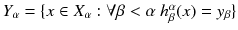 $$Y_\alpha = \{x \in X_\alpha : \forall \beta < \alpha \ h^\alpha _\beta (x) = y_\beta \}$$