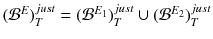 $$({\mathcal {B}}^E)^{just}_T = ({\mathcal {B}}^{E_1})^{just}_T \cup ({\mathcal {B}}^{E_2})^{just}_T$$