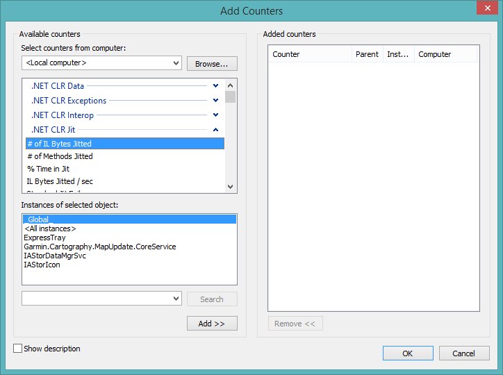 One of the hundreds of counters in many categories, showing all of the applicable instances (processes, in this case).